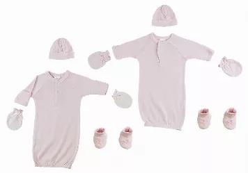 <p>Preemie Gown, Cap, Mittens and Booties - 8 Piece Set<br>Bambini Bath Set perfect for any newborn baby made from soft and cozy cotton baby clothes keeping the little ones comfortable. This set makes the perfect baby shower present for any soon-to-be momma!<br> Made From Soft Cotton Fabric for Comfort and Breathability<br> Machine Wash/tumble Dry</p><br><p>Set Includes:<br>Preemie Rib Knit Pastel Cap & Booties Set (100% Cotton)<br></p><br>