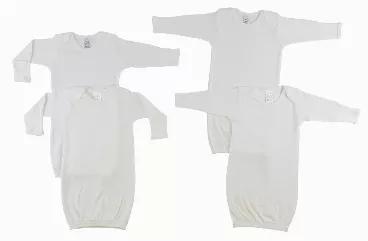<p>Infant Gown With Long Sleeve with Mitten Cuffs are the best way to keep your little one warm all night long; especially in the Autumn and Winter months. With the built-in mittens their hands will be kept nice and toasty so you can even have him/her bundled up in it for any outdoors time in th evening. </p><br><p>Covered Elastic Bottom</p><br><p>100% Cotton Interlock</p><br><p>Size: One Size</p><br><p>3 Per Pack</p><br>Infant Gown (100% Cotton)<br></p><br>