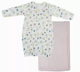<p>Infant Gown With Long Sleeve with Mitten Cuffs with Receiving Blanket are the best way to keep your little one warm all night long; especially in the Autumn and Winter months. WIth the built-in mittens his hands will be kept nice and toasty so you can even have him bundled up in it for any outdoors time in th evening. </p><br><p>Covered Elastic Bottom</p><br><p>100% Cotton 1x1 Rib Knit</p><br><p>Size: Newborn</p><br>Girls Printed Gown (100% Cotton)<br></p><br>