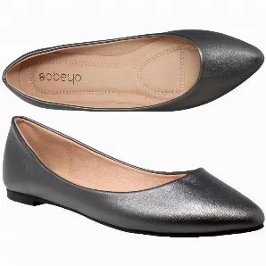 <p>These versatile flats can easily transition from day to night thanks to a sleek and polished silhouette. The addition of a cushioned insole and soft leather lining is sure to keep your feet comfy and happy all day long. </p>
<ul>
<li><strong>*IMPORTANT SIZING INFO: THIS STYLE RUNS 1 SIZE SMALLER DUE TO THE POINTED TOE. WE SUGGEST TO ORDER A SIZE UP*</strong></li>
<li>Man made leather; Rubber sole</li>
<li>Cushioned insole</li>
<li>Length from toe to heel: 10.125 inches approx.</li>
<li>Women 