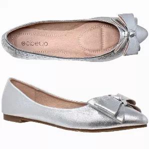 <p>A metallic patent leather upper instantly transform these everyday flats into a sleek must-have wardrobe staple. The addition of a big bow accented at the toe adds a whimsical touch to this polished flat. Soft leather lining and a cushioned insole will keep your feet comfortable all day long.</p>
<ul>
<li><strong>*IMPORTANT SIZING INFO: THIS STYLE RUNS 1 SIZE SMALLER DUE TO THE POINTED TOE. WE SUGGEST TO ORDER A SIZE UP*</strong></li>
<li>Man made patent leather; Rubber sole</li>
<li>Cushione