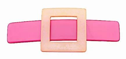 <p>Young And Class Engraved Cream  Buckle On Pink Slide Look Barrette</p><br><tr><th>Material:</th><td>Celluloid </td></tr><br><tr><th>Manufacturer:</th><td>French</td></tr><br><tr><th>Hand made plastic:</th><td>Yes</td></tr><br><tr><th>Hand painted:</th><td>No</td></tr> <tr><th>Style:</th><td>Day/Evening</td></tr>  <tr><th>Size:</th> <td>Large</td></tr> <tr><th>Width (Inches):</th> <td>2.25</td></tr> <tr><th>Style #:</th> <td>2058</td></tr>