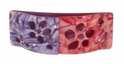 <p>Floral bridge overlay of two (2) handmade colors and topped with some rhinestone sprinkle!</p>    <br><tr><th>Material:</th><td>Celluloid </td></tr><br><tr><th>Manufacturer:</th><td>French</td></tr><br><tr><th>Hand made plastic:</th><td>Yes</td></tr><br><tr><th>Hand painted:</th><td>No</td></tr> <tr><th>Style:</th><td>Day/Evening</td></tr>  <tr><th>Size:</th> <td>Med</td></tr> <tr><th>Width (Inches):</th> <td>3.75</td></tr> <tr><th>Style #:</th> <td>2011</td></tr>
