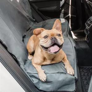 The GF Pet Bench Cover protects against dirt and pet hair. <br> Product Details: <br> o Belt Slits Allow You To Use The Seatbelts<br> o Adjustable Headrest Straps<br> o Waterproof<br> o Easy Set-Up, Covers Full Back Seat Including Backrests<br> o Easy Clip-On<br> o Machine Washable <br> o 52"X48" (132 X 122 Cm)<br> o 100% Polyester