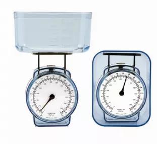 Perfect for diets, baby foods, and so much more...Weigh and measure up to 36 ounces of food or liquid with this kitchen scale. When not in use, easily store it away inside the weighing container.<br> 36-ounce capacity kitchen scale<br> Mechanical scale with easy-to-read dial<br> Dual-purpose weighing container also measures liquids<br> Scale stores compactly inside the weighing container<br> Product Size: 3.5" W x 4.5" H x 2.5" D<br> Packaging: Color gift box