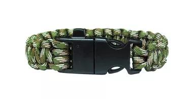 The hottest in survival gear, the paracord bracelet is perfect for hikers of all abilities. Built in is an emergency whistle, flint fire starter, and cutting tool all conveniently part of a paracord bracelet, allowing style and functionality.<br> Built-in emergency whistle and flint fire starter built in the clasp<br> Removable fire scraper can also serve as a cutting tool<br> Easy-release plastic buckle<br> Product Size: 10.625 in. L x 1 in. W