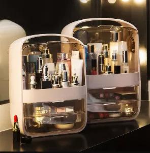 Beautiful design make up/cosmetic organizer. White with clear cover With clear drawers or opaque drawers 30cm x 24cm x 40cm