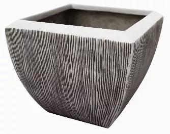 Length: 21 Width: 1 Height: 19 Casual yet elegant, this sandstone square flower pot planter is designed with ingenious artistry that is outlined with a ribbed whitewash grey finish. This highly versatile piece will effortlessly fit into your indoor or outdoor decor whether in the entry way, hallway, living room or garden. Our unique ribbed finished flower pot is truly a must-have for a chic home of yours 1" x 21" x 19"
