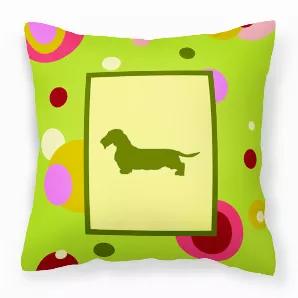 Green Fabric Decorative Pillow with Dog Silhouette