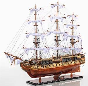 This is an exclusive edition of the USS Constitution, where the model is uniquely identified by a laser cut hull serial number. 100% hand built from scratch using “plank on frame" construction method. Copper plated hull covered with fiberglass for reinforcement. Without this fiberglass, the copper plates will fall off as time goes by. Hundreds of hours is required to finish a model. Completed models contain thousands of details created by our skillful master craftsmen. Made of finest wood like