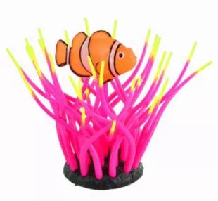 Glow Action Bubbling Clownfish in Anemone by Underwater Treasures produce soft lighting and beautiful bubbles, creating a striking effect. These incredibly realistic decorations are hand-crafted and painted using only the highest quality materials.