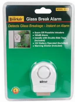 The GLASS BREAKAGE ALARM is an effective low cost vibration alarm that can be used for securing windows or doors. The glass alarm can also be used as a personal property alarm to protect computers, TVs, stereo's, cabinets, etc. Includes one 12V(A23) battery and strong adhesive tape. Turn the switch on the side to the ON position. When the glass is hit, knocked or broke by anyone, the siren will sound for approximately 30 seconds and then shut off and reset.