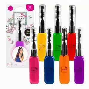 LUKKY Hair Mascara neon, x 0.51 fl.oz, 12 pcs<br>

Included in Assortment:<br>
Purple x 2<br>
Orange x 1<br>
Blue x 2<br>
Pink x 3<br>
Green x 1<br>
Yellow x 1<br>
Red x 2<br>

Bright shimmering hair strands will add splendor, holiday chic and freshness to your style! Change your look every day!<br>

Directions: apply to hair using the brush. To achieve a brighter look, apply multiple times. Remove with shampoo.<br>

Vol. 0.51fl.oz./15ml