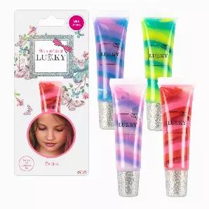 LUKKY Lipgloss tube, 0.44 fl. Oz., assortment of 12 pcs<br>

Included in Assortment:<br>
Strawberry souffle x 4<br>
Pomegranate dessert x 4<br>
Aquamarine sparkle x 2<br>
Berry delight x 2<br>

Lip gloss adds shimmer and expressiveness to your lips. Easily spreads on the lips and leaves a mild aroma.<br>

Directions: apply a thin layer on the lips as needed<br>

Vol. 0.44fl.oz./13ml
