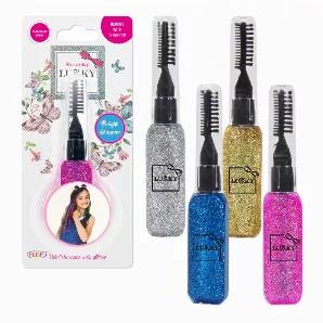LUKKY Hair Mascara with glitter x 0.51 fl.oz., assortment of 12 pcs<br>

Included in Assortment:<br>
Pink x 3<br>
Blue x 3<br>
Gold x 3<br>
Silver x 3<br>

Bright shimmering hair strands will add splendor, holiday chic and freshness to your style! Change your look every day!<br>

Directions: apply to hair using the brush. To achieve a brighter look, apply multiple times. Remove with shampoo.<br>

Vol. 0.51fl.oz./15ml