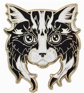 "There are two means of refuge from the misery of life -- music and cats." -  Albert Schweitzer<br> We designed this cat pin to have a long beard with white highlights to evoke the wise and ancient nature of our feline companions. You'll love the size and attention to detail that went into this beautiful pin<br> We love cats, lovable jerks who fit, sit, scratch and stare directly through your soul.We go above and beyond to use the highest quality material to deliver the best product to you. Hard
