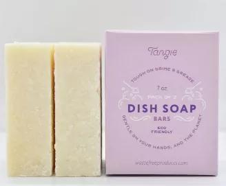 Looking for a plastic-free option to your dish washing soap? We have the solution. A little goes a long way with this environmentally friendly product that really works! Directions: <li>Wet scrubber, sponge or cloth.</li> <li>Rub on bar.</li> <li>Create lather.</li> <li>Wash items.</li> <li>Rinse well.</li> <li>Smile!</li> \n</ol>DISH WASHING BAR: Coconut Oil, Shea Butter, Olive Oil Pomace, Sea Salt
