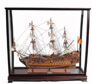 Are you looking for a perfect display combination? Our San Felipe 37" model and tabletop display case combo will sure to set your home or office apart! The Model: This is an exclusive edition of the San Felipe, where the model is uniquely identified by a laser cut hull serial number. The ornaments on her body made her more beautiful than any other ships at her time. Thus, to recapture the beauty of this ship into the model, we have used the most exotic wood that is available, the highest quality