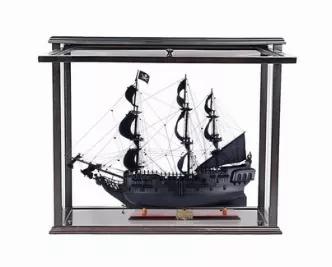 Are you looking for a perfect display combination? Black Pearl Pirate Ship 28" model and front open display case combo will sure to set your home or office apart! A great item for the Pirate of the Caribbean movie fans! This is an outstanding FULLY ASSEMBLED wood model of the Black Pearl; originally Wicked Wench is Captain Jack Sparrow’s pirate ship. In the three movies (Curse of the Black Pearl, Dead Mans Chest, and At Worlds End) she either overtakes or flees all other ships, including the I