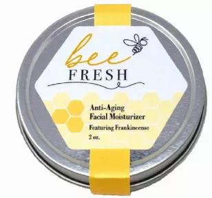 Bee Fresh is an anti-aging facial moisturizer that is specifically crafted as a light, all-natural moisturizer for your face and neck.  It contains frankincense, beeswax, jojoba oil, and Vitamin E.  These natural ingredients work beautifully to keep skin fresh, silky, and naturally young.  It's the perfect product to use right before going to bed, keeping your face hydrated as you sleep.  Also, it works wonderfully as a base moisturizer before putting on your morning makeup.