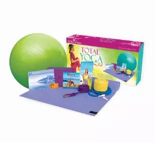 Wai Lana's Total Yoga Kit provides all the tools necessary for a complete fitness workout:<br> <li>Yogi Mat(TM) - full-size and latex-free* (1/8"H x 24"W x 68"L) <li>Yoga ball - inflatable, anti-burst, and latex-free* (26"/65cm) <li>Easy foot pump for faster inflation <li>Instructional booklet with 27 beautifully illustrated yoga ball exercises <li>Wai Lana's Toning Workout DVD <li>(Approx. 50 minutes) <li>Yoga block - 4 inches for added stability (4"H x 6"W x 9"L) <li>Yoga strap - 6-foot <li>Po