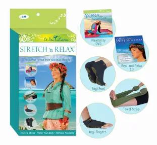 This kit includes:<br> <li>Flexibility DVD: This effective yoga routine will help you relieve tension, improve mental alertness, and increase your flexibility. (Running time: Approx. 50 min.) <li>Rest & Relax CD: These ancient relaxation techniques will guide you into a state of restful meditation. (Running time: 54 min.) <li>Towel Strap: This compact, lightweight yoga strap will help you hold and deepen stretches, while doubling as an absorbent towel to keep you dry during your workout. (Hypoal