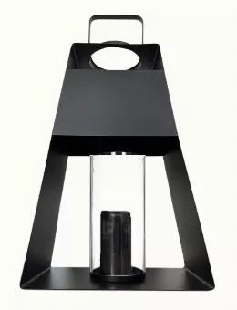 Modern, simple and clean lines highlight this candleholder's superb aesthetics. An elegant large format black powder coated finish on this full metal hurricane, with a glass candle holder is THE perfect pop for your home d?cor needs.