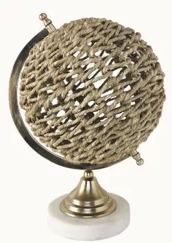 Rustic, yet a modern farmhouse aesthetic defines this small decorative table top globe. Made of genuine jute weave and a marble base, pair this large sized globe with its amaller twin, to add the perfect elegance to any table top d?cor.