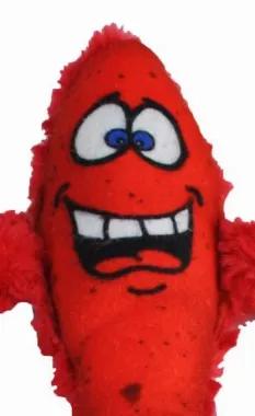 This love-able lobster is made of Super Soft Minky Fleece and a soft detailed fleece front.  He floats, squeaks and his tail crinkles.  Larry is a Huggable, cuddly, non pinching Lobster.  He will look adorable in your pups mouth!<br>
Perfect for the dogs who covet their toys.<br>
Not aggressive players.<br>
He is perfect for small to large dogs who covet their toys.<br>
He is 13" tall and an arm span of 12".