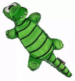 This sweet grinning Gator is made of Super Soft Minky Fleece back and a soft detailed fleece front.  He floats and his body crinkles.   Allie is for dogs who covet their toys. <br>
Not for aggressive players.<br>
This Adorable Gator is all smiles and no bite and no squeaker.  He is great for medium to large sized dogs.