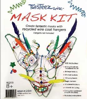 Transform old wire coat hangers into amazing masks! Discover just how fun recycling can be with this comprehensive mask kit. Transform ordinary wire coat hangers into expressive masks with colorful Twisteezwire, and enough material to create at least two masks. Kit includes 50 Twisteezwires, 70 assorted buttons, 100 beads, 8 colored markers, 12 feathers, 4 dowels to coil wire, corrugated cardboard (recycle the box!), and directions that instruct and inspire.