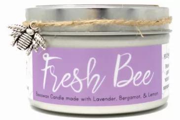 Our Sister Bees 6oz handcrafted beeswax candle is made with pure Michigan beeswax and coconut oil. Each single wick candle burns for nearly 30 hours while warming your living space with a delicate, pleasant fragrance. Beeswax candles are the cleanest, brightest, and longest burning candles. Our Fresh Bee candle features Lavender, Bergamot, and Lemon essential oils.
