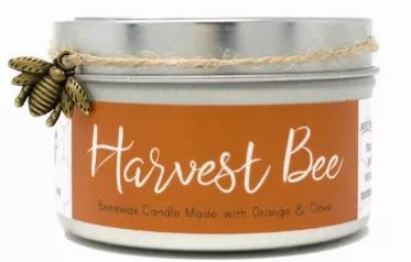 Sister Bees 6oz handcrafted beeswax candles are made with pure Michigan beeswax and coconut oil. Each single-wick candle burns for nearly 30 hours while warming your living space with a delicate, pleasant fragrance. Beeswax candles are the cleanest, brightest, and longest burning candles. Our Harvest Bee candle features Orange & Clove essential oils. 