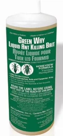 
<li>Do you have ants in your yard or house ? Green way's unique honey dew formulation is a huge attractant. it is a low-toxicity, liquid bait permitting foraging ants, a small % of ant colony, time to get back to feed the bait to their young and the queen thus eliminating the colony. Effective against carpenter ants, imported fire ants, Argentine ants, white footed ants, Caribbean crazy ants, as well as, numerous other problem ants,  Works on cockroaches and earwigs as well.</li>
<li>Green Way 