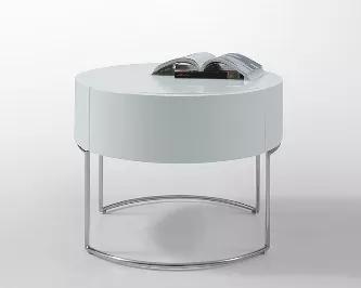 Length: 21 Width: 21 Height: 16 Improve the look and atmosphere of your home and flaunt your superior fashion taste, while getting plenty of extra storage space, with this magnificent nightstand. Its contemporary design will surely be a magnificent D?coration. This nightstand is expertly made from high quality white lacquer and stainless steel. Its a durable piece, certain to be with you for years. Additionally, it has storage capabilities. You can use it to battle clutter in your living room, h