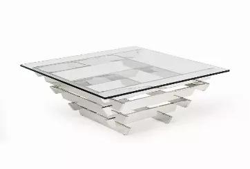 Length: 39 Width: 39 Height: 15 Display stylishness, elegance, and fashionable taste with this charming table. This contemporary coffee table is excellently made and will definitely revive your interior and give it some warmth. This coffee table is a high quality piece, excellently made from durable glass and stainless steel. Its fantastic for making the place livelier for a long time. Its also highly practical besides just standing out with its looks. As for measurements, they are 15 for height