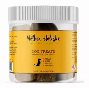 Mother Holistic CBD Pet Treats are a convenient and tasty way to reduce stress, pain and improve your pets skin/coat. Each treat contains 10mg of CBD and an array of healthy vitamins and minerals that provide your pet with the nutrietns it needs to function at its optimum level. <br> <li>5-30lbs = .1/2 treat / 5mg <li>30-80lbs = 1 treat / 10mg <li>80+lbs = 1 1/2 treat / 15mg