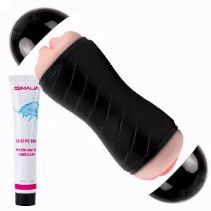 Vacuum Suction with Air Hole- This sex toys for man create a virtual vacuum for an amazing sucking sensation and pleasure with its patented air hole design. <br>
3D Realistic Texture- It has multiple nodules and ribbed tunnel that offers you the wonderful realistic sexual stimulation.<br>
Two openings- It has double ends, that will offer you 2-in-1 Realistic Vaginal & Oral Sex experience with outer shell discreet covering. With it's squeezable soft shell and air holes ,you can regulate the press