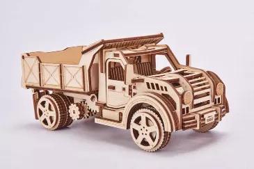 3D wood mechanical puzzle of laser-cut wood pieces that snap together without glue to build a 3D model.  Build, play and display. The Truck model has moving wheels and parts.  STEM and building activity.  Kit contains 205 pieces and detailed instructions.<br>
Thousands of pounds of steel can inspire awe when seen on the road. The Truck is an example of the wonders of engineering to build a machine strong enough to carry and tow heavy cargo. Let your child also be inspired by this mechanical wond