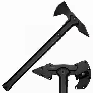 The Cold Steel Trench Hawk features a sharp cutting edge and wedge-style spike, offering numerous tactical "options" for our nation's modern warriors. Drop forged from 1055 carbon steel and differentially hardened, the head of the Trench Hawk will withstand tremendous blows as well as the awful stress of prolonged hard use.