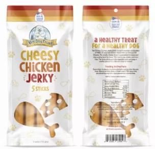 Yeti Cheesy Chicken Jerky is an irresistible combination of 100% US sourced chicken mixed with our famous yak cheese. The smoky cheesy flavor is guaranteed to keep your dog coming back for more. These soy, gluten, and corn free sticks are fully digestible and are a perfect size treat or a reward. Feeding Instructions: Supervision is always recommended when giving your dog any treat. Always provide plenty of fresh water. This tasty treat should not be used as a replacement for a normal diet. Not 