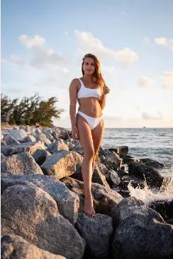 <p>Say hello to your new favorite swimsuit! The Wanderlust Scoop Style top delivers sporty lines while still possessing undeniable style. The thicker straps provide a functional fit, giving you the flexibility needed to take on the seas!</p>
<p>Julia is wearing a small top and a medium bottom!</p>