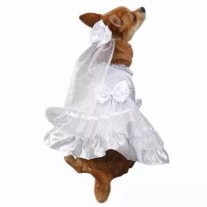Let pets take part in the wedding day celebration! This exquisite white satin East Side Collection Yappily Ever After Wedding Dress for dogs includes a coordinating headpiece with an adjustable, easy fit strap. <br> XX-Small - Toy Poodle, Pomeranian <br> X-Small - Chihuahua, Yorkshire Terrier <br> Small - Jack Russell, French Bulldog <br> Small/Med - Pug, West Highland Terrier <br> Medium - Beagle, Boston Terrier <br> Large - Boxer, Labrador Retriever <br> X-Large - Golden Retriever, German Shep