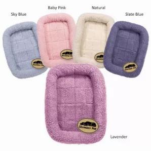 Slumber Pet Sherpa Crate Dog Beds are comfortable dog crate beds made with thick sherpa. Each dog crate bed has bumper style cushioning to give pets a soft and cozy spot to nap.Material: High-quality sherpa. <br> Size: Beds are measured from outside bumper to outside bumper<br> X-Small bed measures 17 3/4 " x 11 3/4 " -- Fits crates 18" x 12"<br> Small bed measures 23 3/4 " x 16 3/4 " -- Fits crates 24" x 17"<br> Medium bed measures 29 3/4 " x 18 3/4 " -- Fits crates 30" x 19"<br> Med/Large bed 