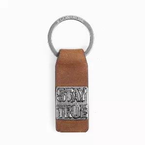 Keychain - STAY TRUE no matter the situations or the decisions you are faced with, always remember to STAY TRUE to yourself. As a reminder to do so, we have designed this chic keychain. Keychain with a light brown leather strap hangs off a stainless steel ring with our Controse logoinscribed on it, and on the strap sits a stainless steel plate with the words STAY TRUE etched on it. 316L Stainless Steel with brown leatherPouch included Product Dimensions: 3 x 0.86 x 0.2 inches