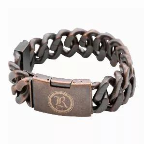 The Copper ID Tag bracelet is the perfect item for those with a penchant for the yester-years. Made entirely of copper with a PVD finish to give it a used look, the Copper ID Tag bracelet consists of a chain link brushed on the top and backsides while polished in other area, and features a nameplate bearing the True N' Raven brand etched onto it. Complete with a folded, copper clasp, the Copper ID Tag bracelet will give your contem-porary ensemble a old-school flair. Made of copper plated stainl