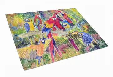 Large Tempered Glass Cutting Board from Caroline's Treasures colorful kitchen product line is heat resistant and should be hand wash only. This chopping board is bright and colorful. This cutting board is made of tempered glass. These unique cutting boards feature artwork from some of your favorite artists. The Board measures 15 inches high and 12 inches long. They will beautify and protect your counter top. They are heat resistant, non skid feet, and virtually unbreakable! The corners are round