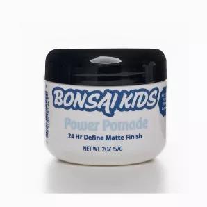 <p> Bonsai Kids Power Pomader 2oz.  Styling Hair Pomade For Hair Kids - All Day Hold - Easy to Use| Salon Quality For Home | Safe to Use -Parabens & Sulfates Free - Made in the USA </p> <br>
SAFE INGREDIENTS - Salon Quality for home use <br> 
ALL-DAY LASTING HOLD - Of course  <br>
CONTROL - Flyaways and Frizz <br> 
WASHES out with one shampoo <br>
MOM can run her fingers through their hair without that sticky feeling <br>
GREAT FOR FATHER AND SON  <br>
EASY TO USE - even your kids can use it <br