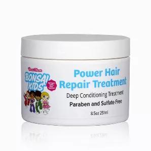 <p> Bonsai Kids Power Hair Repair Treatment 8 oz | Deep Conditioning Treatment - Paraben and Sulfate Free. </p> <br>

Easy to use conditioning repair treatment for a smooth and stronger head of hair. Restores severely dry, sun-damaged, chemically treated hair and water-stressed hair. It helps to repair, nourish, and soften your hair, giving it an improved, healthy sheen, texture, and appearance. <br>

Direction - Apply to clean towel-dried hair. Leave in 3 to 10 minutes and rinse--safe on color-