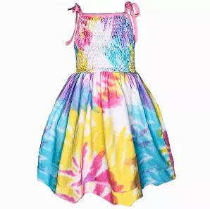 <p>AnnLoren perfect fashion forward big girl tween and little girls Spaghetti Strap Swing Dress. In Style Pastel Tie Dye printed Soft Knit Cotton. Smocked top with spaghetti straps that tie on top of the shoulders. Beautiful Pastel: Pink, Purple, Yellow and Blue Green Tye Dye print. Very flattering and comfortable. Can be dressed up or for a casual day. Made with 97% Cotton 3% Lycra stretch knit. Machine Washable. Designed in the US by 2 moms, made in China.</p>